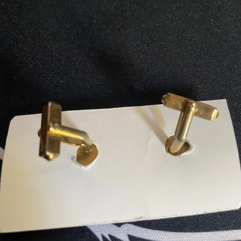 Swank hexagon stripe ribbed‎ Gold Tone Cufflinks Vintage Textured Geometric